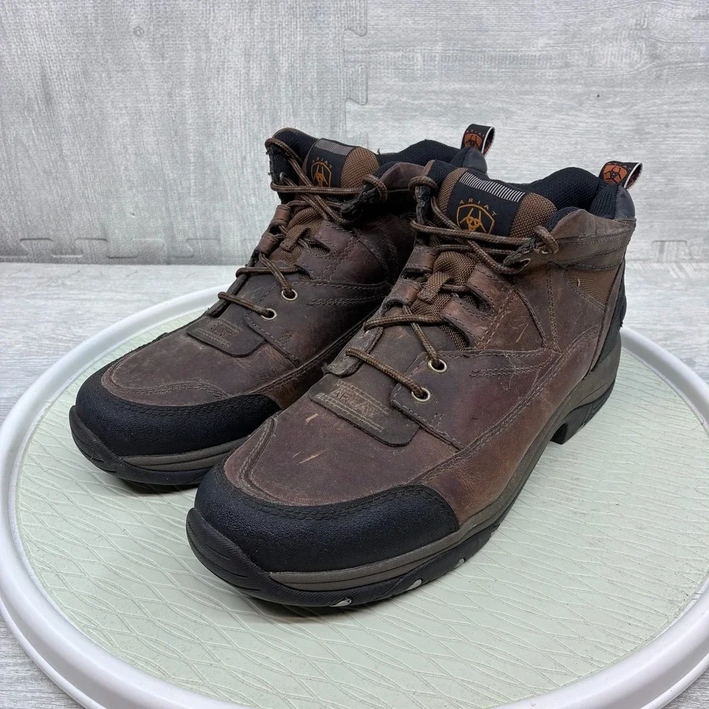 Ariat ATS Terrain Hiking Boots Mens 13 Brown Leather Waterproof Trail 10002182